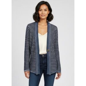 Escada Indigo Silk Blend Knit Cardigan Sweater Jacket 34 (US 4)